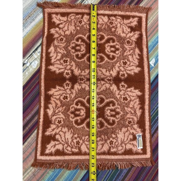 Vtg Tastemaker Orange Peach Sculpted Reversible Floral Hand Towel Washcloths - Picture 7 of 10